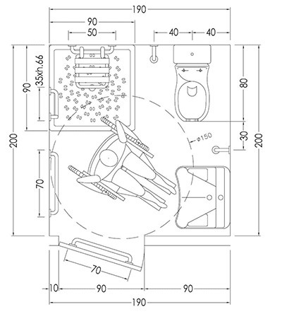 bagno per disabili disegno del progetto